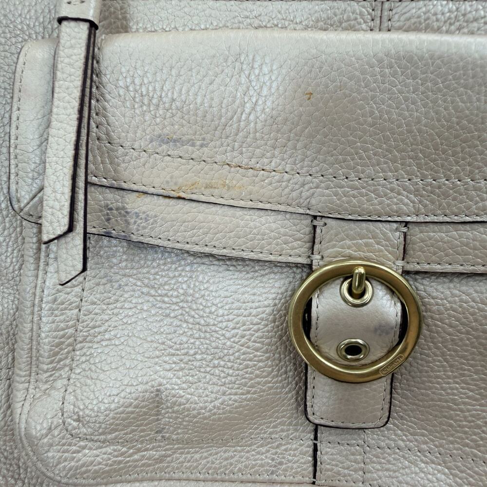 COACH PENELOPE Champagne Pebbled Leather Buckle Tote Shoulder Handbag F-18890 - Picture 8 of 13